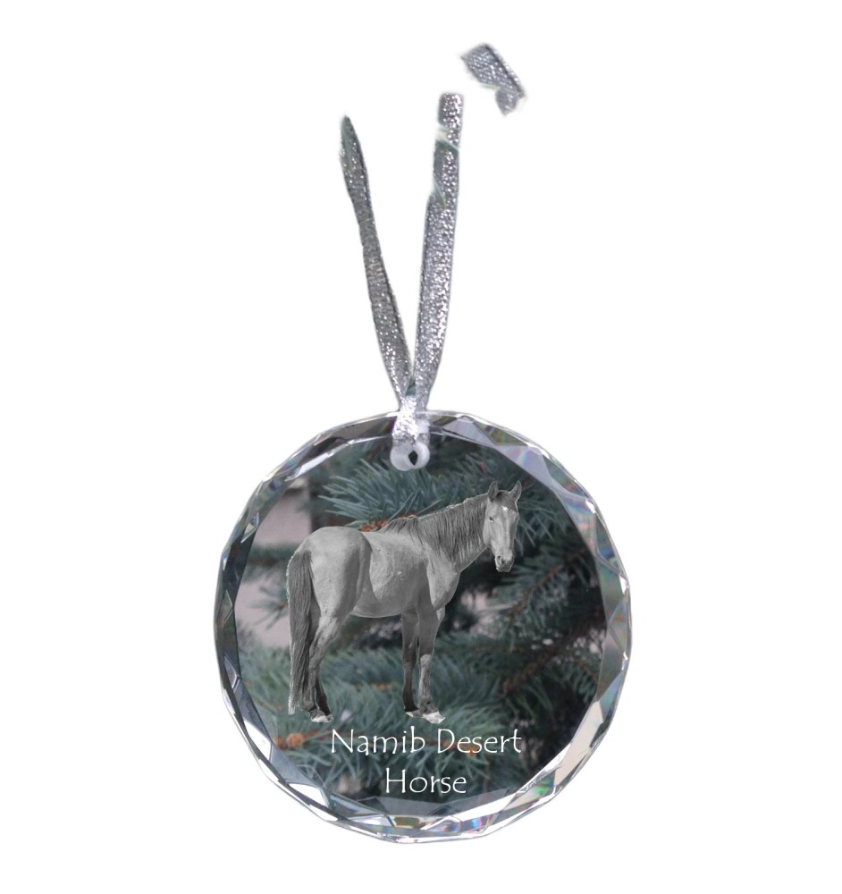 Cheval du désert de Namibie - boule de Noël en cristal avec une photo, photo de cheval dans le cristal, décoration personnalisée pour sapin de Noël de la marque Art-Dog