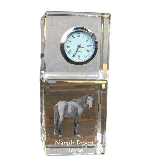 Namib Desert Horse - crystal clock with a photo, photo of a horse in crystal, personalized desk clock by Art-Dog brand