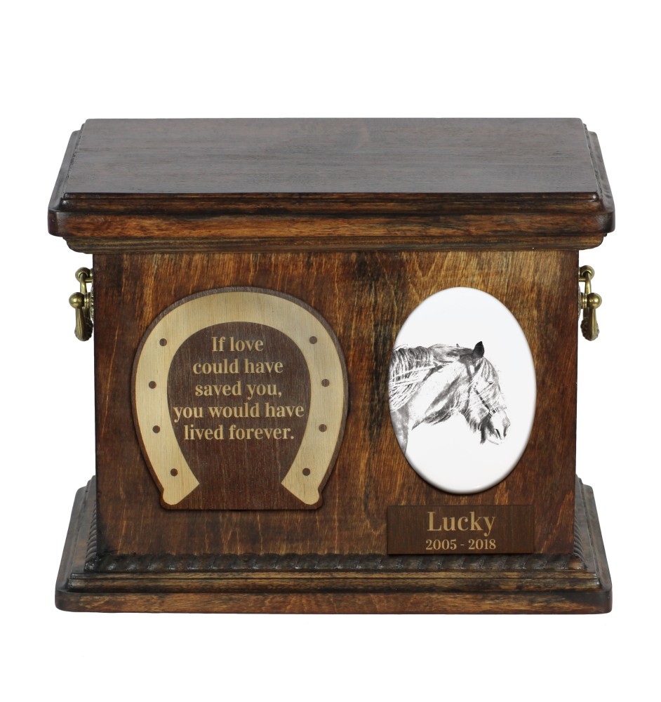 Shire-Pferd - Eine Urne für die Asche eines Pferdes, eine Urne für ein Pferd mit Foto, personalisierte Tierasche-Box von Art-Dog.