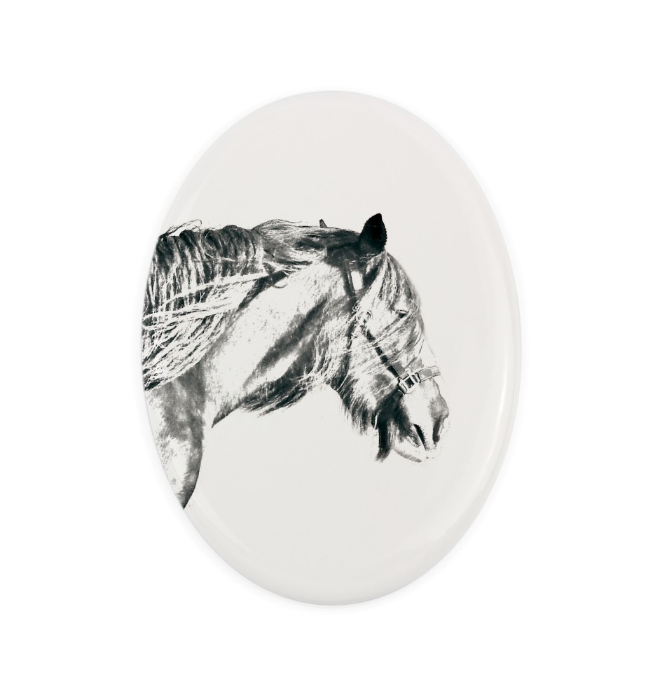 Shire Horse - commemorative plaque with a photo of a horse, tombstone plaque with a print, personalized oval plaque by Art-Dog brand