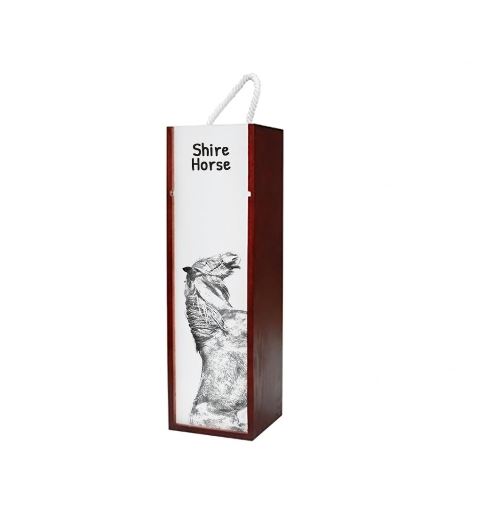 Cheval Shire - boîte à vin avec un cheval, boîte à alcool avec une illustration, boîte cadeau personnalisée de la marque Art-Dog