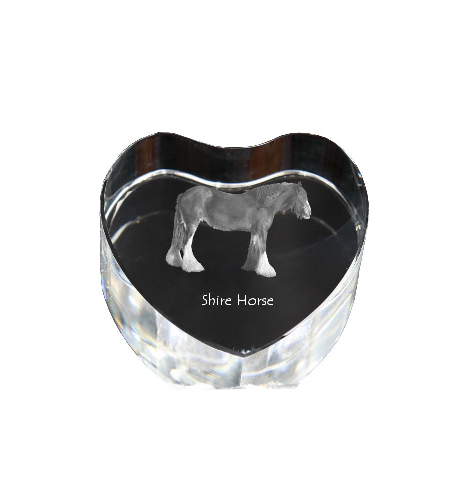 Cheval Shire - une photo de cheval dans un cristal, un cœur en cristal, un cadre exceptionnel avec une photo de la marque Art-Dog