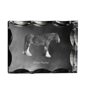 Cheval Shire - Kristall mit einem Pferdebild, Glasstatuette mit einem Bild, einzigartiger Bilderrahmen der Marke Art-Dog