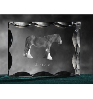 Cheval Shire - Kristall mit einem Pferdebild, Glasstatuette mit einem Bild, einzigartiger Bilderrahmen der Marke Art-Dog