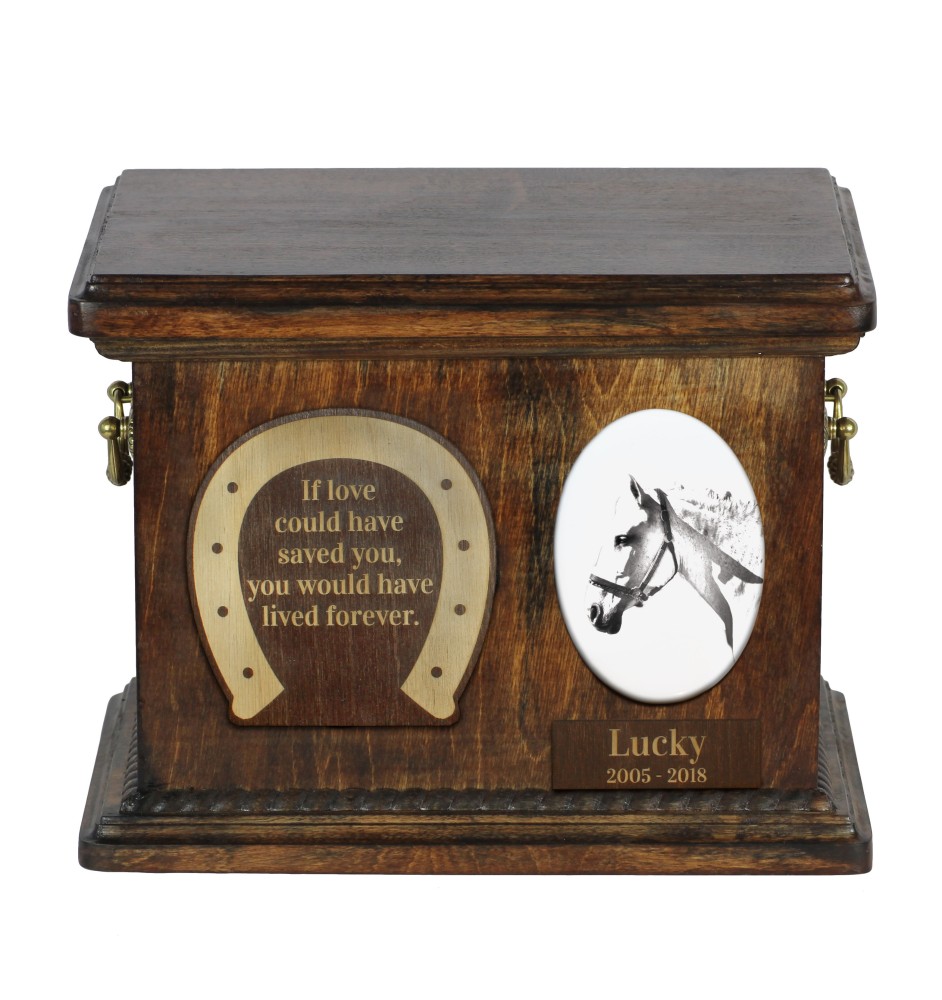 Spanischer Normanne - Eine Urne für die Asche eines Pferdes, eine Urne für ein Pferd mit Foto, personalisierte Tierasche-Box von Art-Dog.