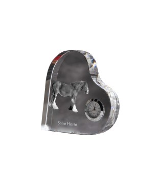 Shire-Pferd - Kristalluhr mit einem Pferdebild, Herzregal-Uhr, personalisierte Standuhr der Marke Art-Dog