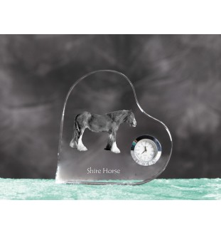 Cheval Shire - horloge en cristal avec une photo de cheval, horloge de table en forme de cœur, horloge debout personnalisée de la marque Art-Dog