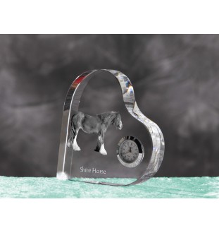Cheval Shire - horloge en cristal avec une photo de cheval, horloge de table en forme de cœur, horloge debout personnalisée de la marque Art-Dog