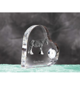 Cheval Shire - horloge en cristal avec une photo de cheval, horloge de table en forme de cœur, horloge debout personnalisée de la marque Art-Dog