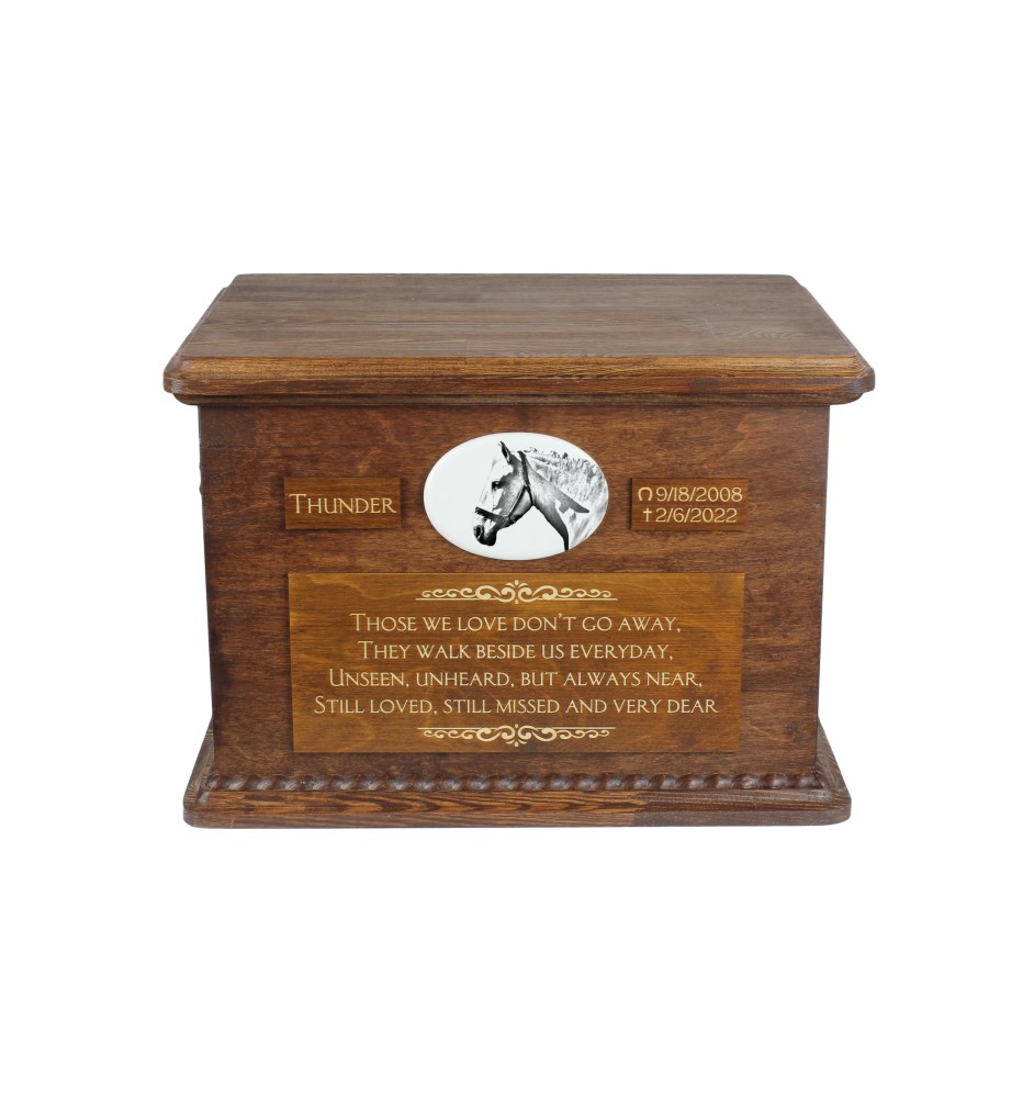 Spanischer Normanne Urn für Pferdeasche, personalisierte Urne mit Foto, große Box für Pferdeasche von der Marke Art-Dog