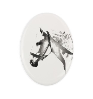 Spanischer Normanne - Gedenktafel mit einem Pferdefoto, Grabplatte mit Druck, personalisierte ovale Platte von Art-Dog.