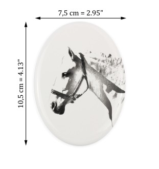 Spanischer Normanne - Gedenktafel mit einem Pferdefoto, Grabplatte mit Druck, personalisierte ovale Platte von Art-Dog.