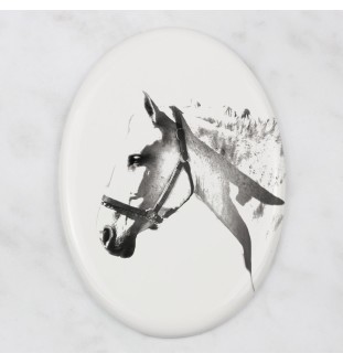 Normand espagnol - une plaque commémorative avec une photo de cheval, une plaque funéraire avec une impression, une plaque ovale personnalisée de la marque Art-Dog