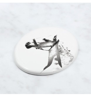 Spanischer Normanne - Gedenktafel mit einem Pferdefoto, Grabplatte mit Druck, personalisierte ovale Platte von Art-Dog.