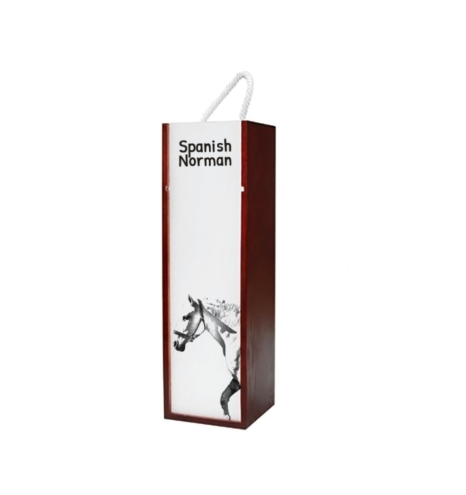 Normand espagnol - boîte à vin avec un cheval, boîte à alcool avec une illustration, boîte cadeau personnalisée de la marque Art-Dog