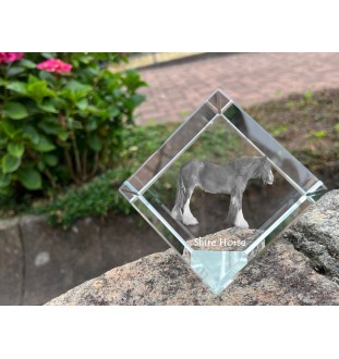 Cheval Shire - un cube de cristal avec une photo de cheval, une photo de cheval dans le cristal, un presse-papiers cubique de la marque Art-Dog