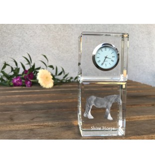 Cheval Shire - montre en cristal avec photo, photo de cheval dans le cristal, horloge de bureau personnalisée de la marque Art-Dog
