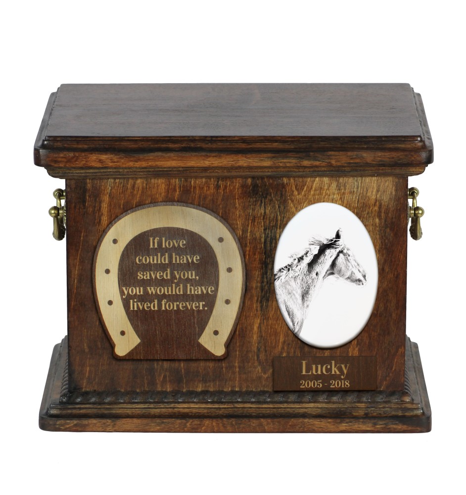 Vollblut - Eine Urne für die Asche eines Pferdes, eine Urne für ein Pferd mit Foto, personalisierte Tierasche-Box von Art-Dog.
