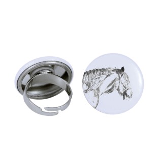Cheval Shire - Bague de collection avec l'image d'un cheval, produit fait à la main, marque Art-Dog