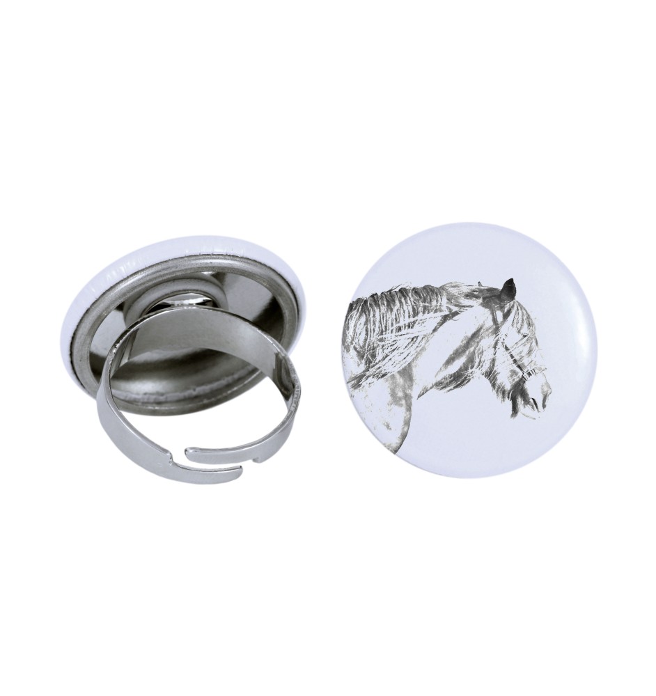 Shire Horse - collector's ring with a horse portrait, handmade product, Art-Dog brand