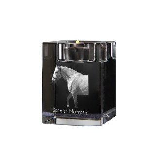 Spanish Norman - Candle holder with picture of a horse, crystal tealight holder, personalised gift by Art-Dog brand