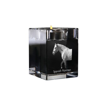Spanish Norman - Candle holder with picture of a horse, crystal tealight holder, personalised gift by Art-Dog brand
