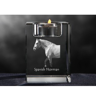 Spanischer Normanne - Kerzenhalter mit Bild eines Pferdes, Teelichthalter aus Kristall, personalisiertes Geschenk der Marke Art-Dog