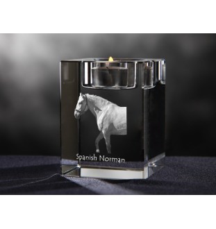 Spanischer Normanne - Kerzenhalter mit Bild eines Pferdes, Teelichthalter aus Kristall, personalisiertes Geschenk der Marke Art-Dog
