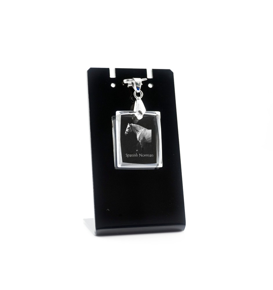 Spanischer Normanne - Crystal pendant with horse, photo necklace, unique jewellery by Art-Dog