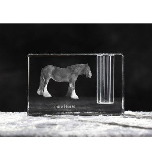 Cheval Shire - Porte-stylos, organiseur en cristal avec image d'un cheval, décoration de bureau unique par la marque Art-Dog