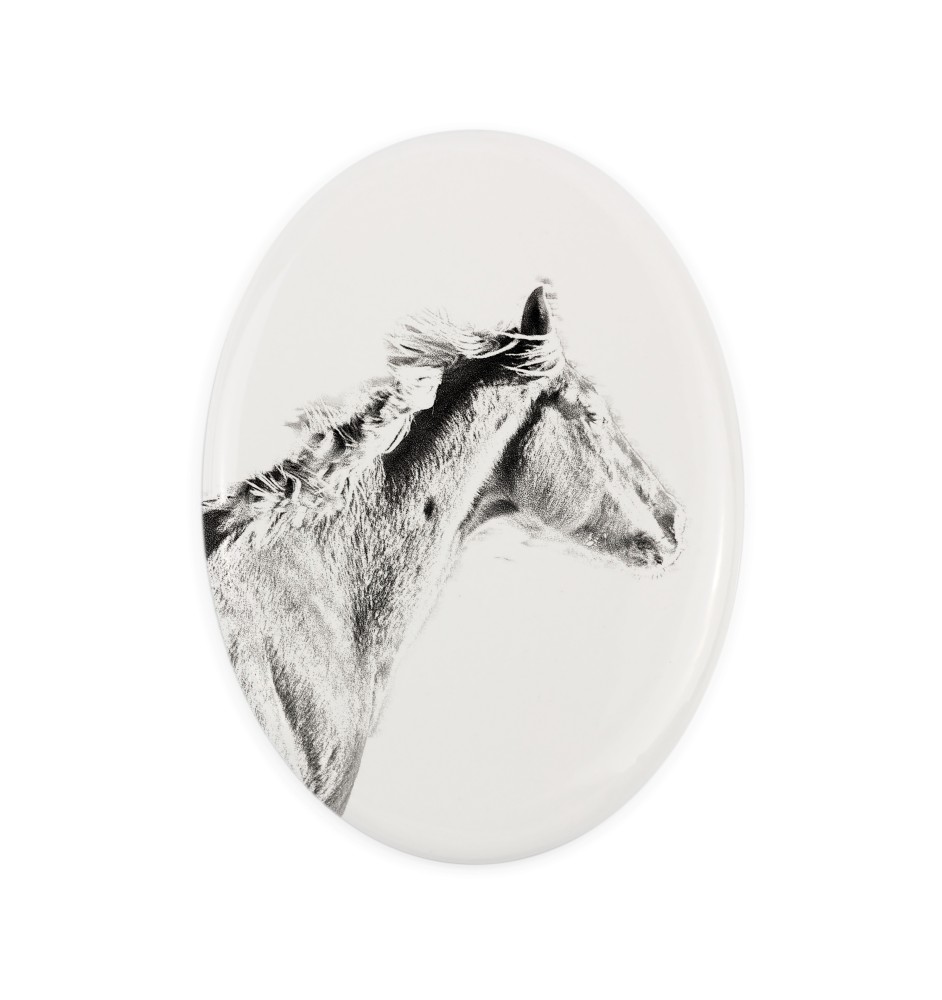 Pur-sang - une plaque commémorative avec une photo de cheval, une plaque funéraire avec une impression, une plaque ovale personnalisée de la marque Art-Dog