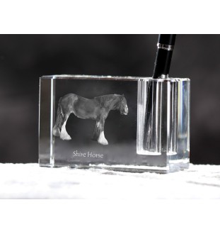 Cheval Shire - Porte-stylos, organiseur en cristal avec image d'un cheval, décoration de bureau unique par la marque Art-Dog