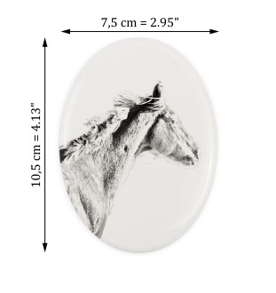 Pur-sang - une plaque commémorative avec une photo de cheval, une plaque funéraire avec une impression, une plaque ovale personnalisée de la marque Art-Dog
