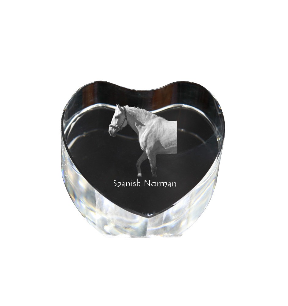 Normand espagnol - une photo de cheval dans un cristal, un cœur en cristal, un cadre exceptionnel avec une photo de la marque Art-Dog