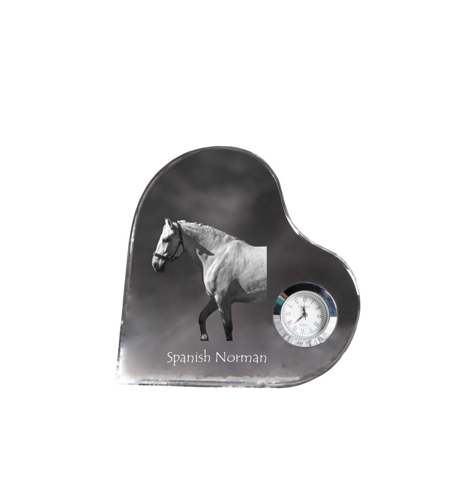 Spanish Norman - crystal clock with a picture of a horse, heart-shaped shelf clock, personalized standing clock by Art-Dog brand