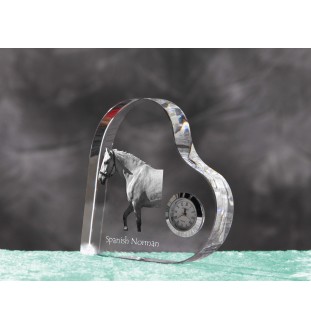 Spanish Norman - crystal clock with a picture of a horse, heart-shaped shelf clock, personalized standing clock by Art-Dog brand