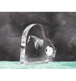 Spanish Norman - crystal clock with a picture of a horse, heart-shaped shelf clock, personalized standing clock by Art-Dog brand