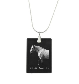 Normand espagnol - Crystal pendant with horse, silver necklace with photo, personalised pendant by Art-Dog brand
