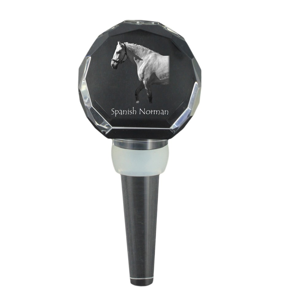 Spanish Norman - Crystal bottle stopper with horse, unique wine stopper with photo, personalised gift for sommelier by Art-Dog brand
