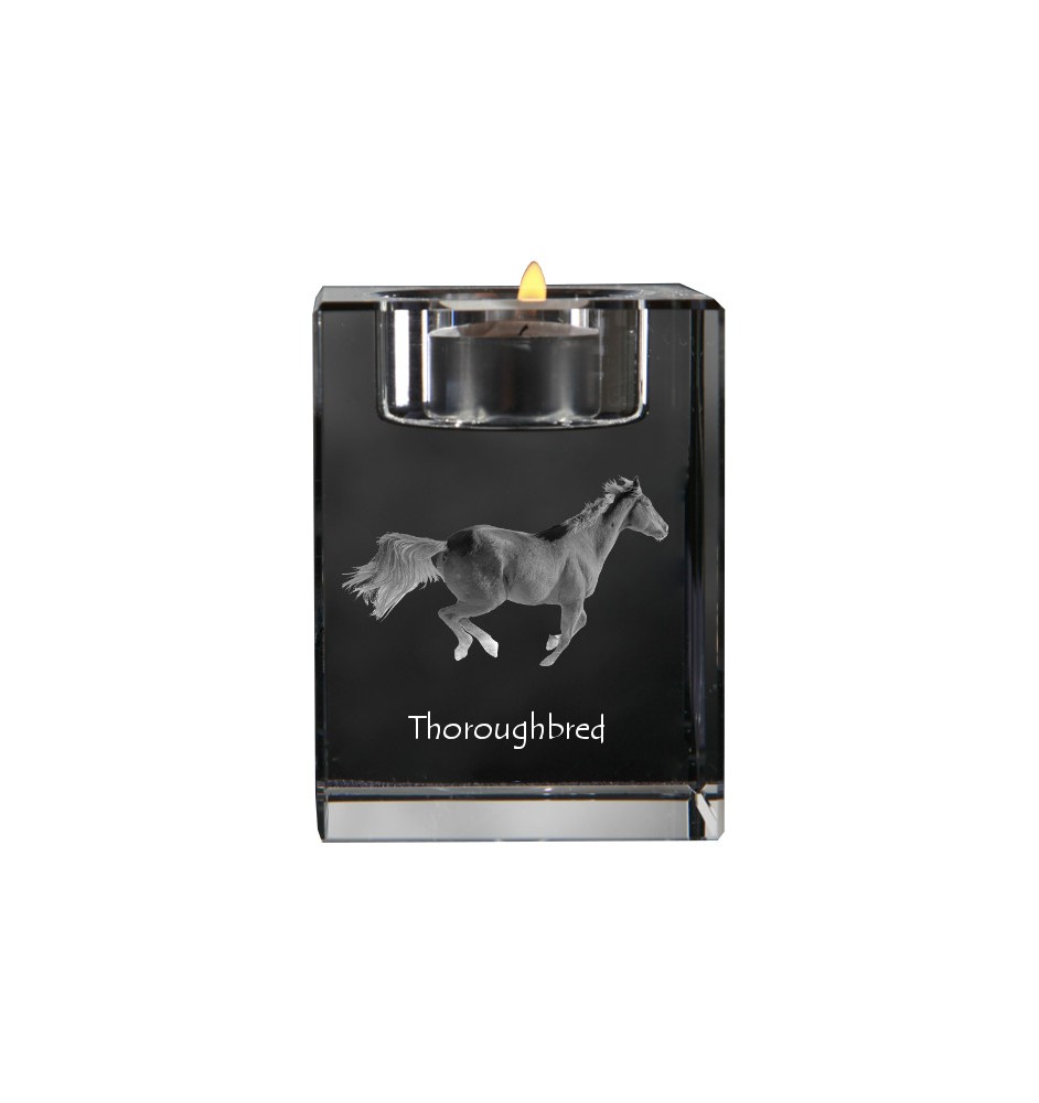 Pur-sang - Bougeoir avec image d'un cheval, porte bougie en cristal, cadeau personnalisé par la marque Art-Dog