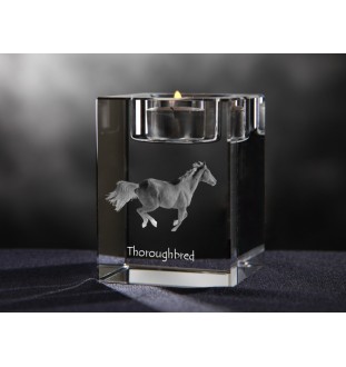 Thoroughbred - Candle holder with picture of a horse, crystal tealight holder, personalised gift by Art-Dog brand