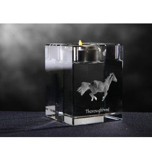 Thoroughbred - Candle holder with picture of a horse, crystal tealight holder, personalised gift by Art-Dog brand