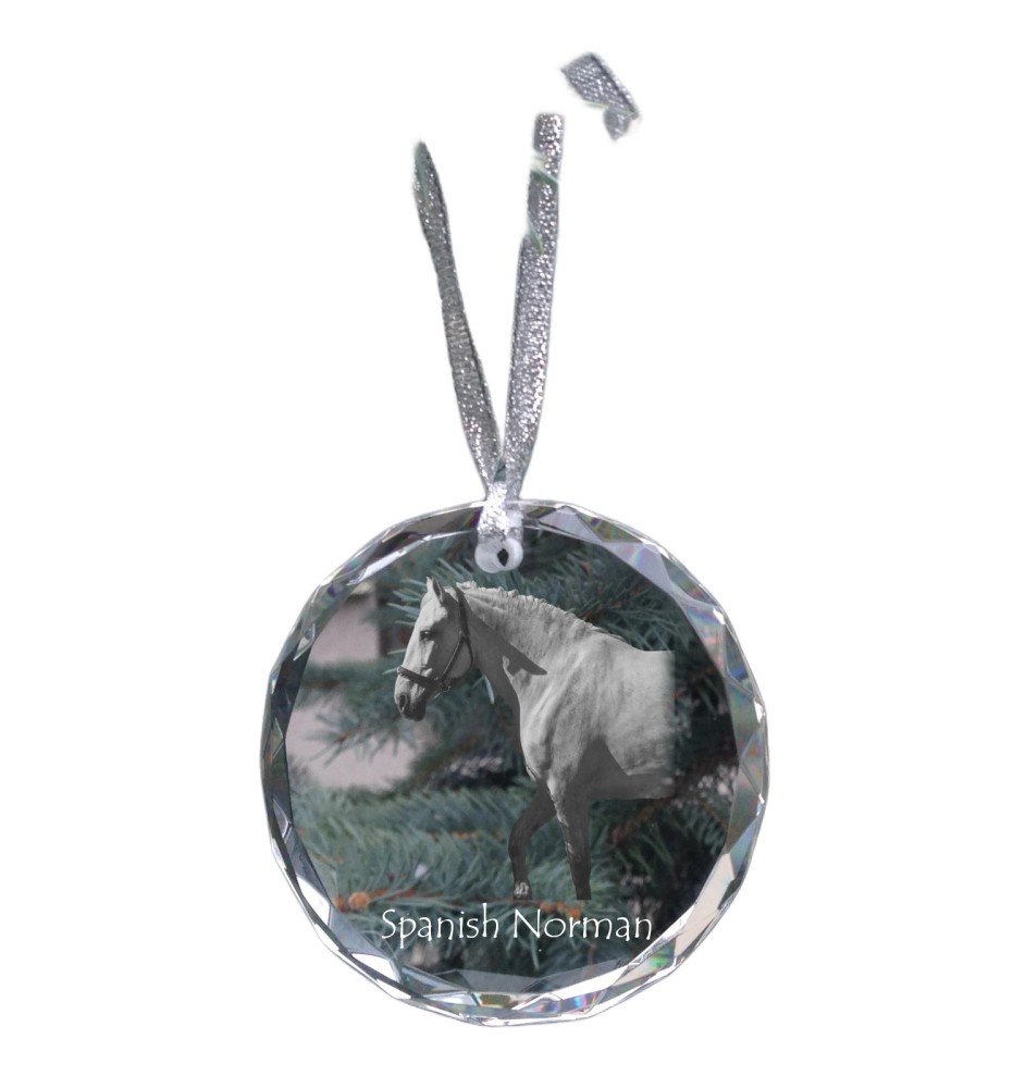 Normand espagnol - boule de Noël en cristal avec une photo, photo de cheval dans le cristal, décoration personnalisée pour sapin de Noël de la marque Art-Dog