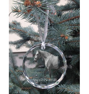 Spanish Norman - crystal bauble with a photo, horse photo in crystal, personalized Christmas tree ornament by Art-Dog brand