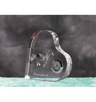 Vollblut - Kristalluhr mit einem Pferdebild, Herzregal-Uhr, personalisierte Standuhr der Marke Art-Dog