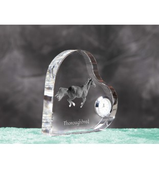 Pur-sang - horloge en cristal avec une photo de cheval, horloge de table en forme de cœur, horloge debout personnalisée de la marque Art-Dog