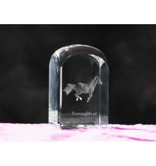 Thoroughbred - crystal cube with a photo, photo of a horse in crystal, cubic paperweight from Art-Dog brand