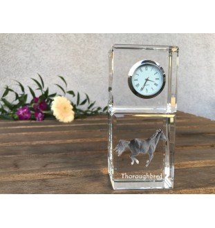 Thoroughbred - crystal clock with a photo, photo of a horse in crystal, personalized desk clock by Art-Dog brand
