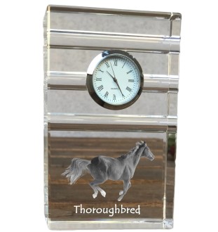 Pur-sang - horloge en verre avec photo, photo de cheval dans un cristal, horloge de bureau personnalisée de la marque Art-Dog