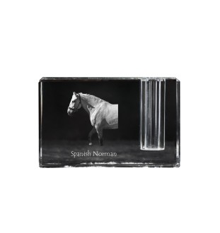 Spanish Norman - Pen stand, crystal organiser with picture of a horse, unique desk decoration by Art-Dog brand